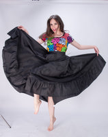 Mexican Folklorico Long Skirt Black