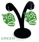 Sugar Skull Papel Picado Green Earrings