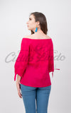 Mexican Embroidered Blouse Cozumel Hot Pink