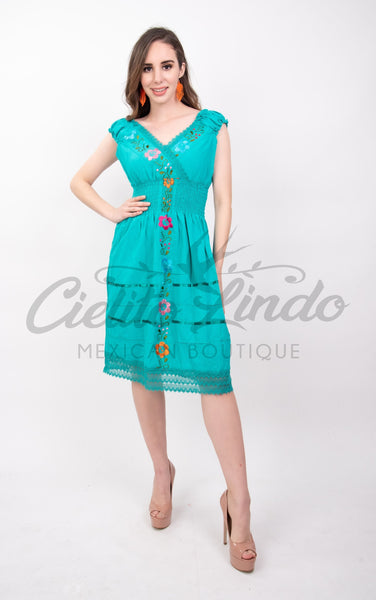 Mexican Dress V-Neck Vely - Cielito Lindo