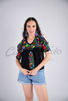 Cancun Embroidered Blouse Black