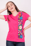 Mexican Embroidered T-Shirt Floral Hot Pink - Cielito Lindo