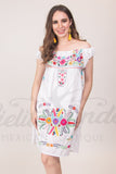 Mexican Floral Embroidered Off the Shoulder Dress Evelia White - Cielito Lindo