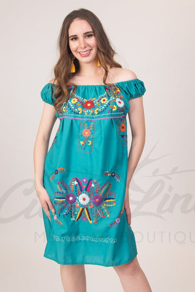 Evelia Off the Shoulder Dress Teal Cielito Lindo Evelia Off the Shoulder Dress Teal Cielito Lindo