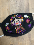 Accsessories Black with Purple Dress Mexican Doll Black Face Mask