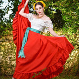 Mexican Folklorico Long Skirt Red