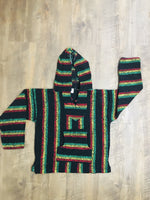 Black/Red/Yellow/Green Mexican Kids Hoodie Poncho 10