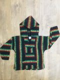 Black/Red/Yellow/Green Mexican Kids Hoodie Poncho 4/6