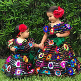 Mexican Chiapaneca Dress for Girls Black - Cielito Lindo