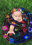 Mexican Chiapaneca Dress for Girls Black - Cielito Lindo