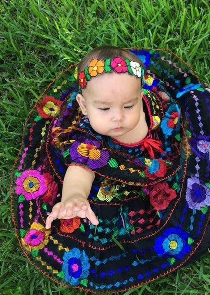 Mexican Chiapaneca Dress for Girls Black Cielito Lindo Mexican Chiapaneca Dress for Girls Black Cielito Lindo