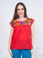 Blouses Small Yaritza Mexican Blouse Red