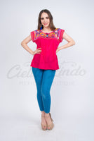 Blouses Yaritza Mexican Blouse Hot Pink