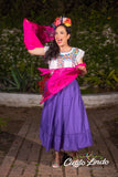 Mexican Folklorico Long Skirt Purple