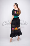 Mexican Luxury Campesino Maxi Dress Black - Cielito Lindo