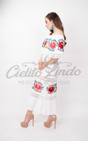 Mexican Luxury Fino Campesino Maxi Dress White - Cielito Lindo