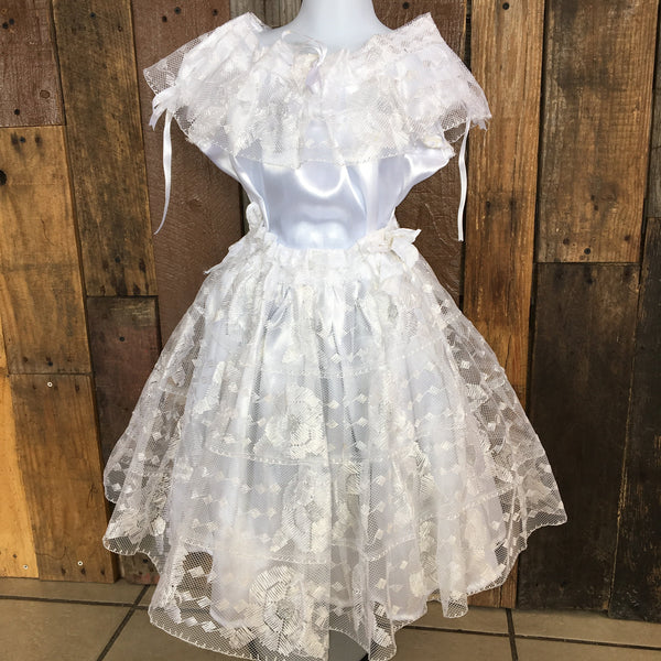 Mexican Chiapaneca Dress for Girls White/White Cielito Lindo Mexican Chiapaneca Dress for Girls White/White Cielito Lindo