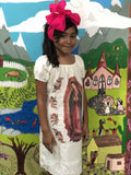 Girls Dress Mexican Printed Lady of Guadalupe Girls Dress and Headband Set