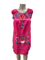 Mexican Floral Embroidered Off the Shoulder Dress Evelia Hot Pink