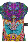 Mexican Printed T-Shirt Frida Kahlo Graphic Tee Folklorico - Cielito Lindo