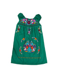 Mexican Floral Embroidered Off the Shoulder Dress Evelia Green