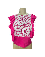 Jalapa Embroidered Crop Top Hot Pink