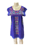 Mexican Tehuacan Dress with Lace Royal Blue