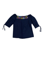 Mexican Embroidered Blouse Cozumel Navy