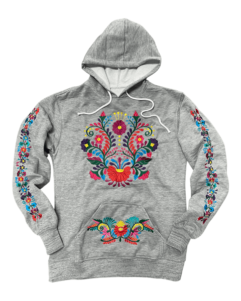Mexican Floral Embroidered Hoodie Black – Cielito Lindo