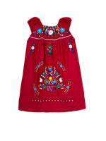 Mexican Floral Embroidered Off the Shoulder Dress Evelia Red