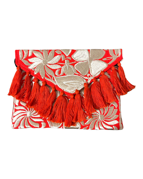 Mexican Embroidered Floral Clutch Bag