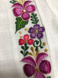 Mexican Boys White Linen Guayabera with Floral Embroidery