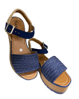 Mexican Platform Jute Sandals Blue