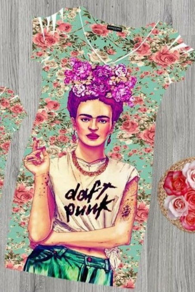 Frida Kahlo Daft Punk Bodycon Mini Dress - Cielito Lindo