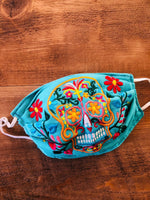 Floral Sugar Skull Face Mask - Cielito Lindo Mexican Boutique