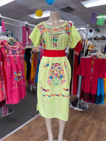 Puebla Dress Highlighter Lime Green