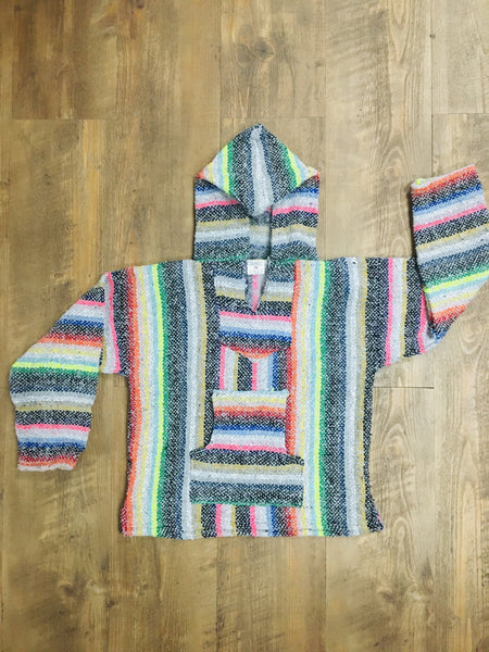 Light Multicolor Mexican Kids Hoodie Poncho 10