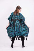 Poncho Black / Blue Our Lady of Guadalupe Shimmering Poncho