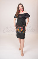 Puebla Off-Shoulder Dress Black