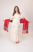 Red Mexican Silky Shawls