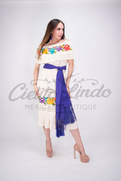 Off the Shoulder Victoria Dress Cream - Cielito Lindo