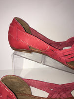 Shoes Red Leather Sandals