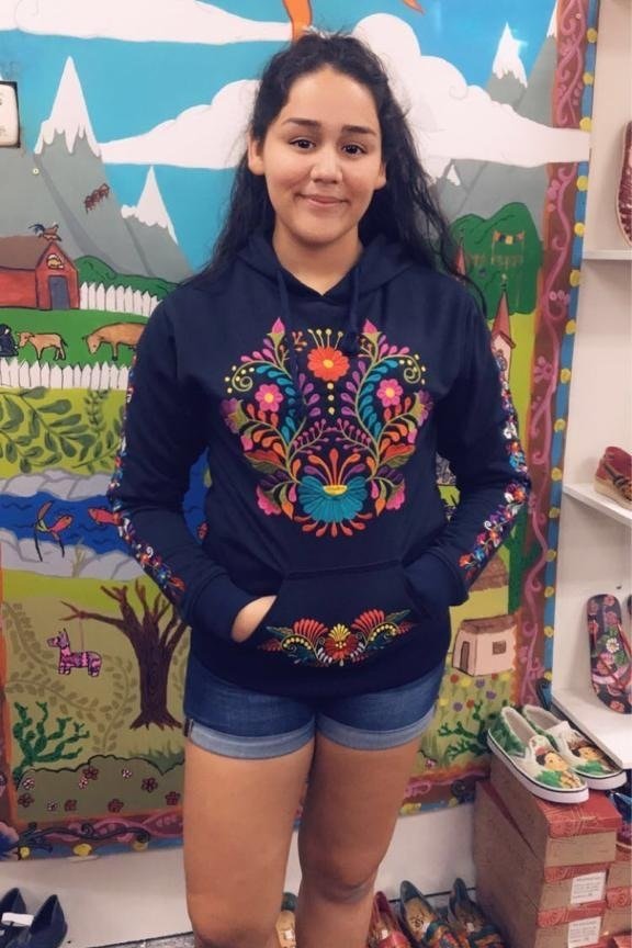 Mexican Floral Embroidered Hoodie Black – Cielito Lindo