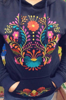 Winter Puebla Embroidered Hoodie Black