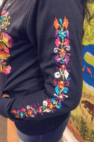 Winter Puebla Embroidered Hoodie Black