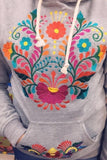 Winter Puebla Embroidered Hoodie Grey